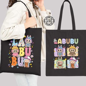 Labubu Tote Bag, Cute Tote Bag, Back to School, Gifts, Eco-Friendly Design, Reusable Canvas Bag, USA Product
