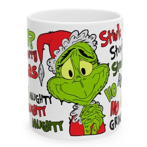 Christmas Grinch Mug | Holiday Gift, Funny Coffee Cup, Tea cup, Christmas Decor, Grinch Theme, Novelty Drinkware, Cartoon Gift Mug