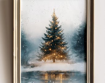 Impression Toile Canvas 20x16 – Ferme De Noël, Gui, Sapin – Twisted R Design