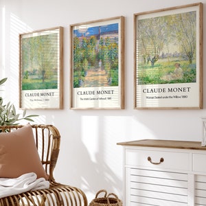 Monet Wall Print Set Of 3,  Monet Poster Set, Aesthetic Room Decor, Vintage Paintings, Impresionism Landscape Prints, Art Digital Download,
