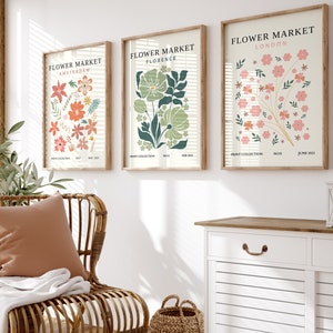 Flower Market Print Set, Floral Poster Set, Flower Market Poster, Flower Wall Prints, Flower Poster Set, Boho Flower Art, Floral Wall Decor,