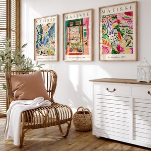 Matisse Wall Print Set Of 3, Henri Matisse Wall Art, Matisse Poster, Gallery Wall Art, Museum Poster, The Open Window, Oil Painting Poster,
