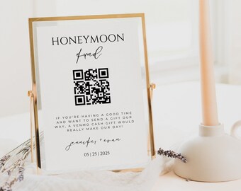 Modern Honeymoon Fund QR Code Sign Template (Instant Download)