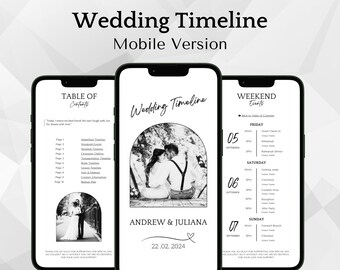 Mobiler Zeitplan für den Hochzeitstag, Reiseplaner (Digitaler Download)