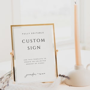 Minimalist Custom Sign Template, Modern Wedding Sign Printable, Custom Wedding Sign, Modern Minimalist, Editable Signage, Instant Download