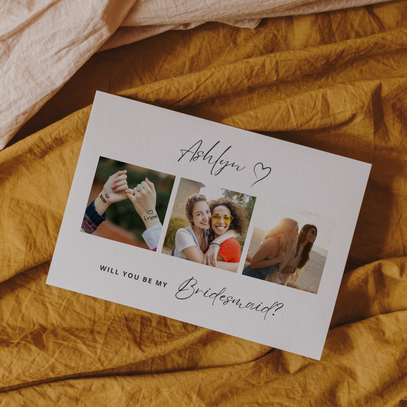 Bridesmaid Proposal Card Template With Photo Collage, Will You Be My