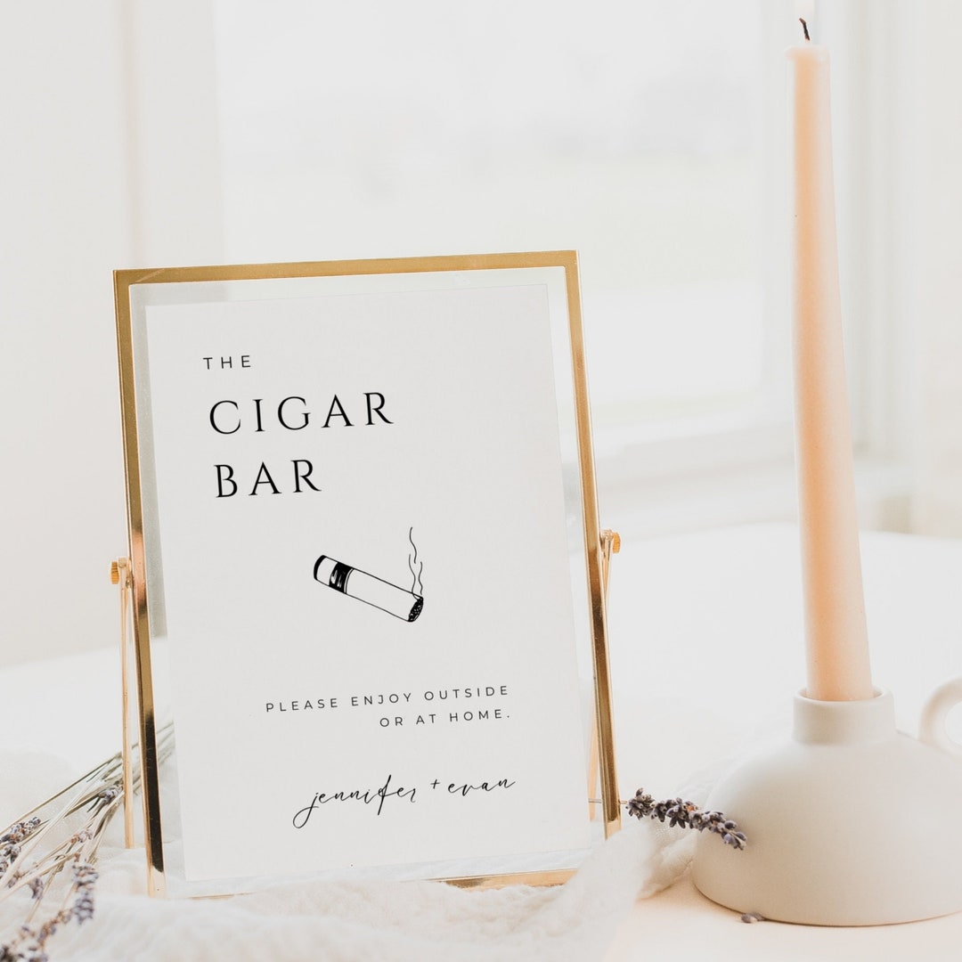 Cigar Bar Sign Template, Wedding Cigar Bar Sign, Reception Cigar Bar ...