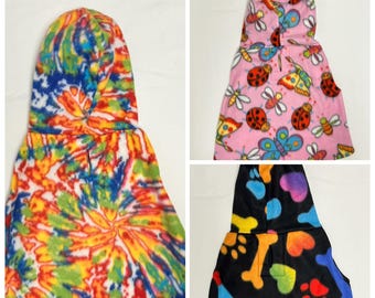 French Bulldog Frenchie Fleece Hoodie Jacket Small Standard Tie Dye Lady Bugs Butterfly Dog Bone Paw Print Blue Green Pink Red Orange Lime