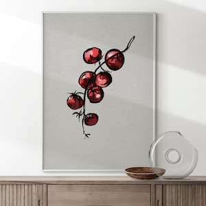 Tomato Print, Kitchen Wall Art, Food Art Print, Mediterranean Eclectic Kitchen Art, Vintage Food Print, Trendy Aesthetic Preppy Room Decor