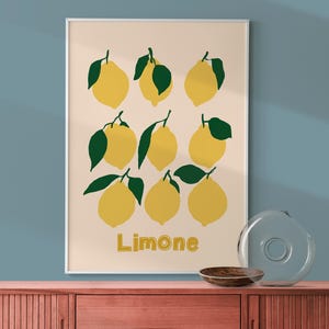 Italian Mediterranean Citrus Poster, Lemons Wall Art, Kitchen Poster, Trendy Food Art, Farmhouse Kitchen Drawing, Retro Kitchen Art, DIGITAL