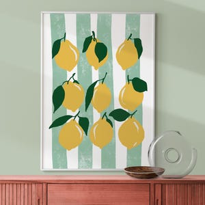 Cute Lemon Print, Lemons Wall Art, Kitchen Poster, Trendy Food Art, Farmhouse Kitchen Art Drawing, Retro Kitchen Art, Fruit Wall Art Decor