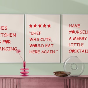 Zestaw 3 uroczych cytatów kuchennych, wydruk koktajlu świątecznego, szef kuchni był słodki, świąteczny plakat dekoracyjny do baru, estetyczny plakat kuchenny, cyfrowa sztuka gotowania