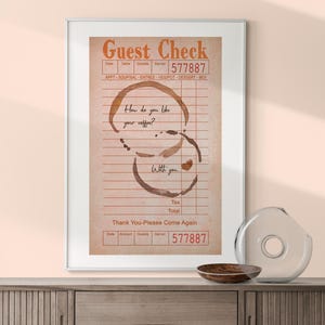 How Do You Like Your Coffee? With You, Guest Check Coffee Corner Mug Stain Poster, CoffeeBar Cafe Print, Instant Download Kitchen Decor