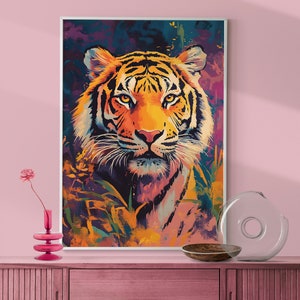 Maximalist Decor, Eclectic Wall Art, Tiger Bedroom Decor, Wall Art Prints, Fine Art Print Tiger Wall Art Maximalist Eclectic Art Girly Decor