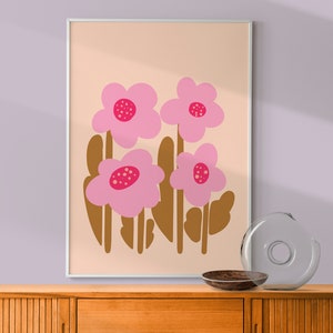 Modern Contemporary Colorful Floral Art Print, Colourful Abstract Flower Print, Maximalist Flower Print, Bouquet of Flower Illustration