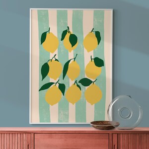 Italian Mediterranean Citrus Poster, Lemons Wall Art, Kitchen Poster, Trendy Food Art, Farmhouse Kitchen Drawing, Retro Kitchen Art, DIGITAL