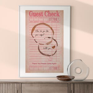 How Do You Like Your Coffee? With You, Guest Check Coffee Corner Mug Stain Poster, CoffeeBar Cafe Print, Instant Download Kitchen Decor