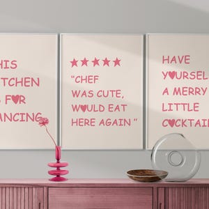 Zestaw 3 uroczych cytatów kuchennych, wydruk koktajlu świątecznego, szef kuchni był słodki, świąteczny plakat dekoracyjny do baru, estetyczny plakat kuchenny, cyfrowa sztuka gotowania