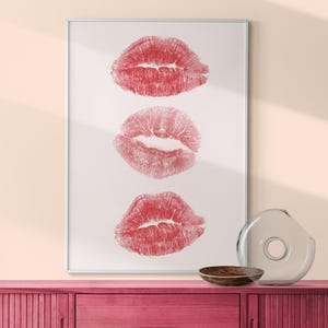 Lippenstift Küsse Wandkunst, Preppy Wohnheim Girly Kuss Lippen Druck, Selbst liebende Küsse Poster, Liebe Lippen Druck, Mode Wandkunst, Make Up Wand dekor