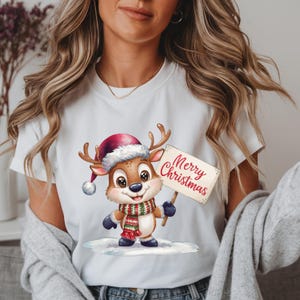 Christmas Reindeer Tee, Holiday T-Shirt, Festive Unisex Shirt, Winter Top, Xmas Gift Apparel