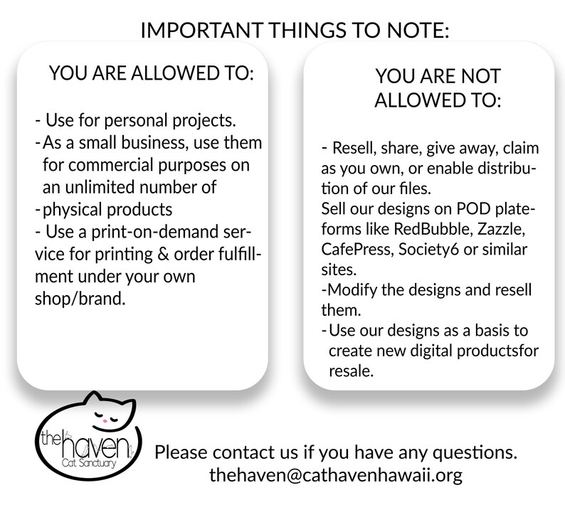Notes Allowed Animal Rights Cat PNG - Haven Cat Sanctuary (digital Download) - Etsy