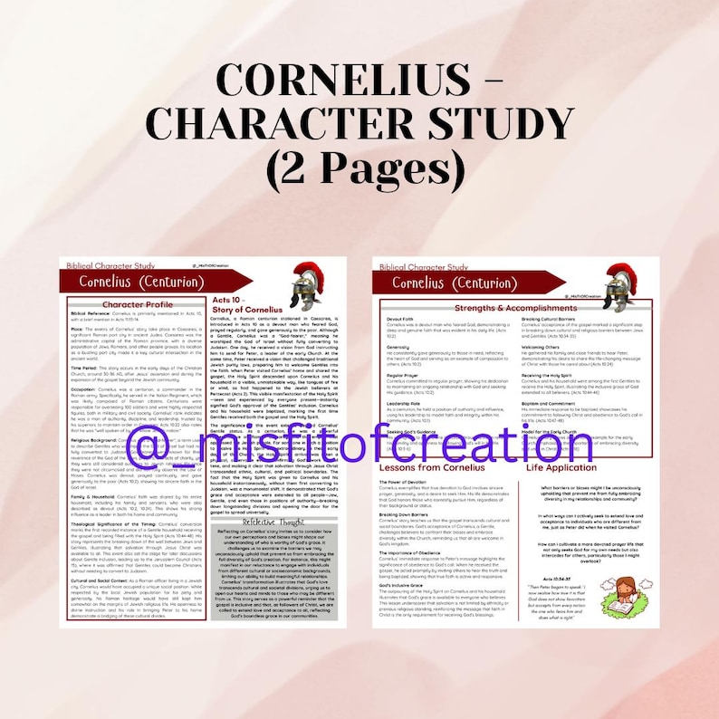 Cornelius(centurion) Bible Character Study Etsy