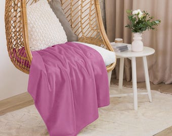 Sugar Plum PINK - Koc Sherpa - KOLEKCJA KOLORÓW | Przytulny koc | Ultramiękki pluszowy koc | Dostępny w wielu odcieniach