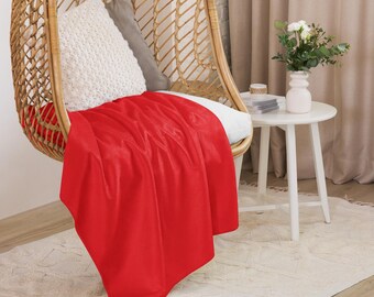 Truskawkowa czerwień – koc Sherpa – KOLEKCJA KOLORÓW | Przytulny koc | Ultramiękki pluszowy koc | Dostępny w wielu odcieniach