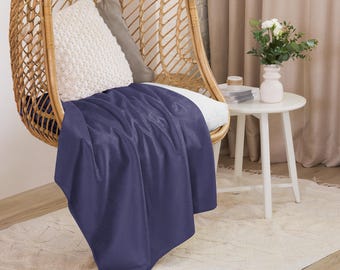 Stormy Indigo PURPLE - Koc Sherpa - KOLEKCJA KOLORÓW | Przytulny koc | Ultramiękki pluszowy koc | Dostępny w wielu odcieniach