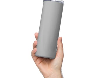 SILVER SLATE Stainless Steel Tumbler – 20 oz Reusable Tumbler with Lid and Metal Straw – Hot and Cold Drinkware – Eco Friendly Gift Idea