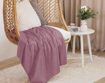 Przytłumiony morwowy koc typu sherpa – KOLEKCJA KOLORÓW | Przytulny koc | Ultramiękki pluszowy koc | Dostępny w wielu odcieniach