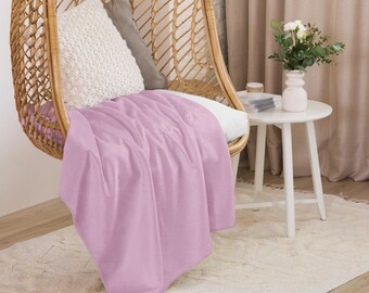 Dusty Peony PINK - Koc Sherpa - KOLEKCJA KOLORÓW | Przytulny koc | Ultramiękki pluszowy koc | Dostępny w wielu odcieniach