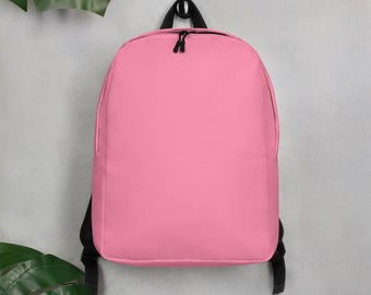 Bubble Gum Pink Minimalist Backpack – Water Resistant, 15" Laptop Pocket