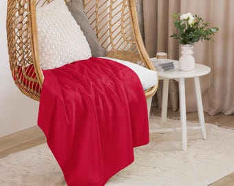 Różowoczerwony - Koc Sherpa - KOLEKCJA KOLORÓW | Przytulny koc | Ultramiękki pluszowy koc | Dostępny w wielu odcieniach