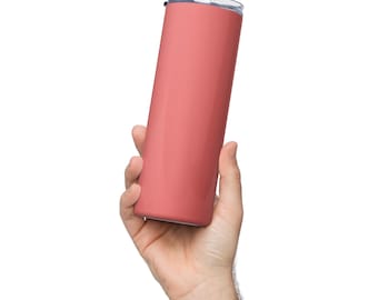 WATERMELON PINK Stainless Steel Tumbler – 20 oz Reusable Tumbler with Lid and Metal Straw – Hot and Cold Drinkware – Eco Friendly Gift Idea