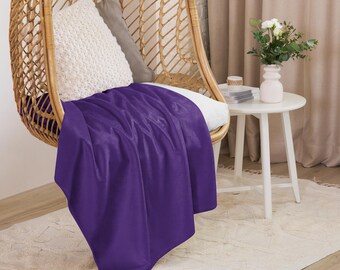 Royal Violet PURPLE - Koc Sherpa - KOLEKCJA KOLORÓW | Przytulny koc | Ultramiękki pluszowy koc | Dostępny w wielu odcieniach