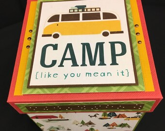 Camping photo box - Camping scrapbook album - Camping explosion box - Outdoor photo album - Family scrapbook - Family Camper - Happy Camper