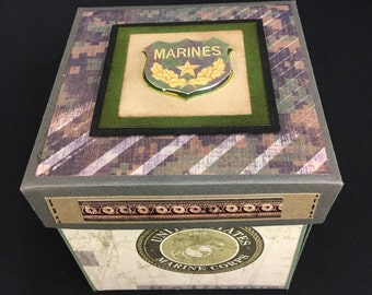 Marines Determination - Marine scrapbook - Soldier photo album - Marine explosion box - Marine keepsake album