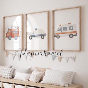 Poster Rettungsfahrzeuge A4 & A3 Kinderposter Poster Kinderzimmer Poster Baby Geschenk Mädchen Geschenk Junge Poster Kinder Tierposter