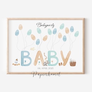 Gästebuch Babyparty – Fingerabdruck Poster | Personalisiert | Deko für Babyshower