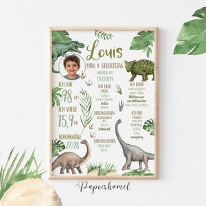Meilensteintafel 4. Geburtstag, Dinosaurier, Dino, Geburtstagsposter, Geschenk Geburtstag, personalisiert, Kindergeburtstag