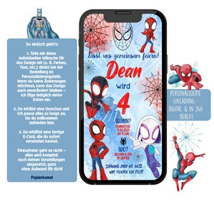 Invito digitale compleanno bambini, e-card personalizzabile, WhatsApp, invito, ragazzo, supereroi, invito compleanno cellulare, modello,