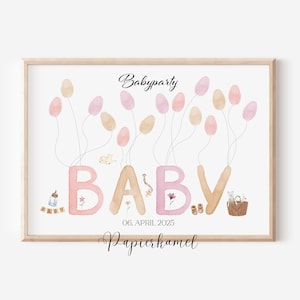 Gästebuch Babyparty – Fingerabdruck Poster | Personalisiert | Deko für Babyshower
