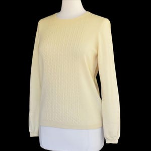 90年代ヴィンテージ ペンドルトン カシミアセーター、ライトトープ ケーブルニット プルオーバーセーター、サイズM ミディアム 画像 3