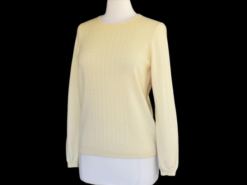 90年代ヴィンテージ ペンドルトン カシミアセーター、ライトトープ ケーブルニット プルオーバーセーター、サイズM ミディアム 画像 3