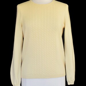 90年代ヴィンテージ ペンドルトン カシミアセーター、ライトトープ ケーブルニット プルオーバーセーター、サイズM ミディアム 画像 2