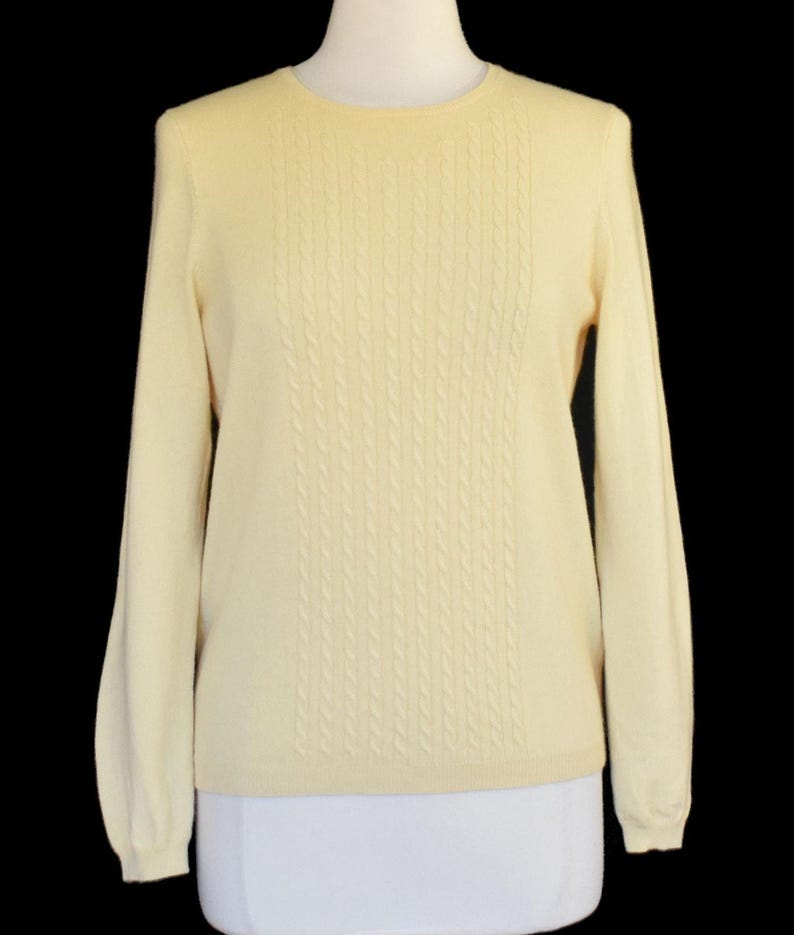 90年代ヴィンテージ ペンドルトン カシミアセーター、ライトトープ ケーブルニット プルオーバーセーター、サイズM ミディアム 画像 2