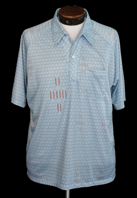 Johnny Collar Shirt, Vintage 70s Polo Shirt, 1970s