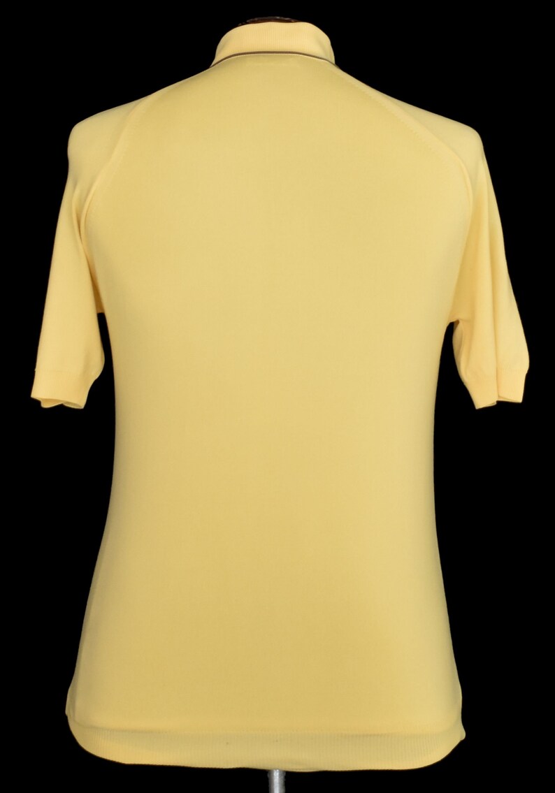 Vintage 60s Zip Front Shirt Yellow Polo Shirt Mod Hipster 1960s Johnny Collar Pullover Size M Medium