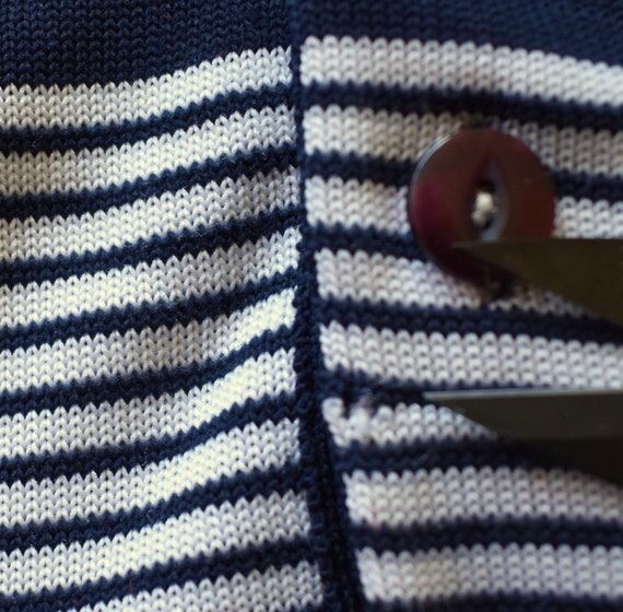 Vintage 70s Striped Polo Shirt, 1970s Navy Blue &… - image 5